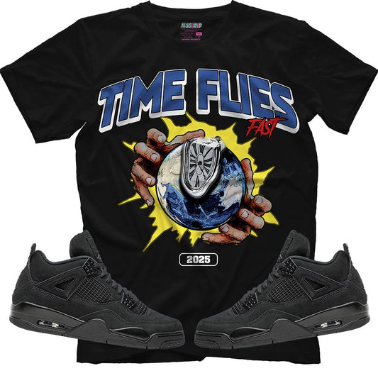 Time Flies (Air Jordan 4 Black Cat) T-Shirt - Lucid Soles
