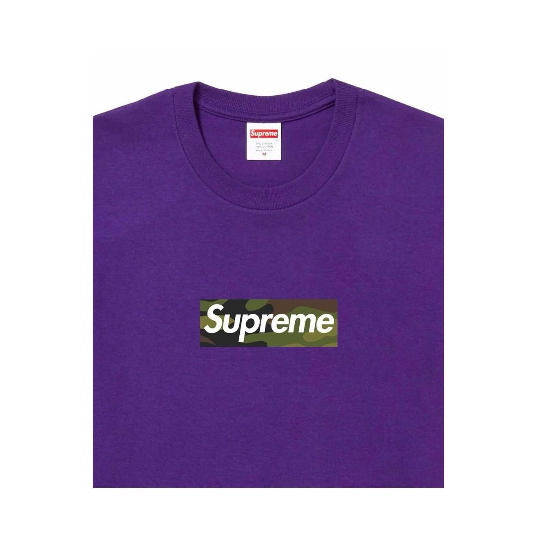Supreme Camo Box Logo Tee FW23 Purple - Lucid Soles