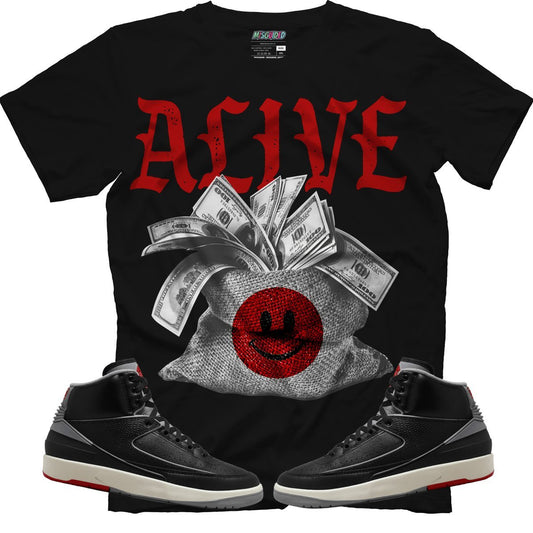 Active (Air Jordan 2 Black Cement) T-Shirt - Lucid Soles