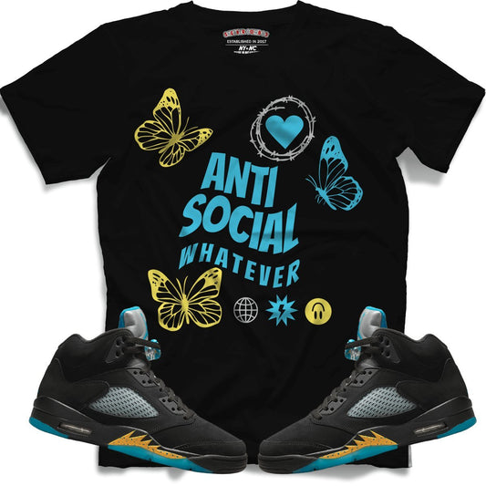 Anti Social Whatever (Retro 5 Aqua) T-Shirt - Lucid Soles
