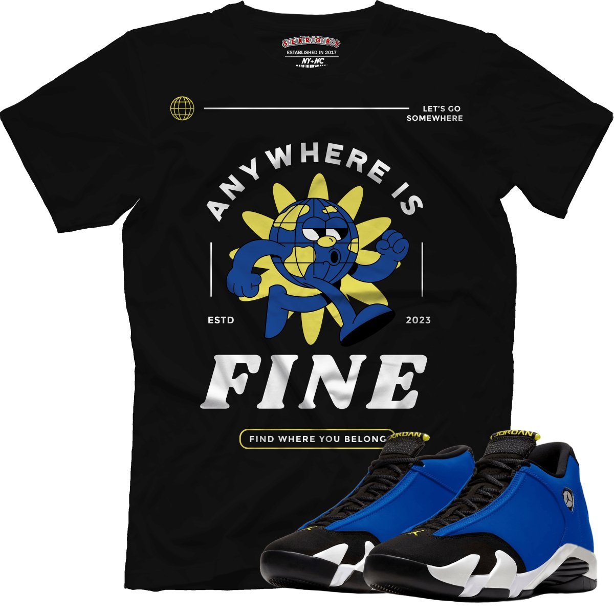 Anywhere Is Fine (Retro 14 Laney) T-Shirt - Lucid Soles