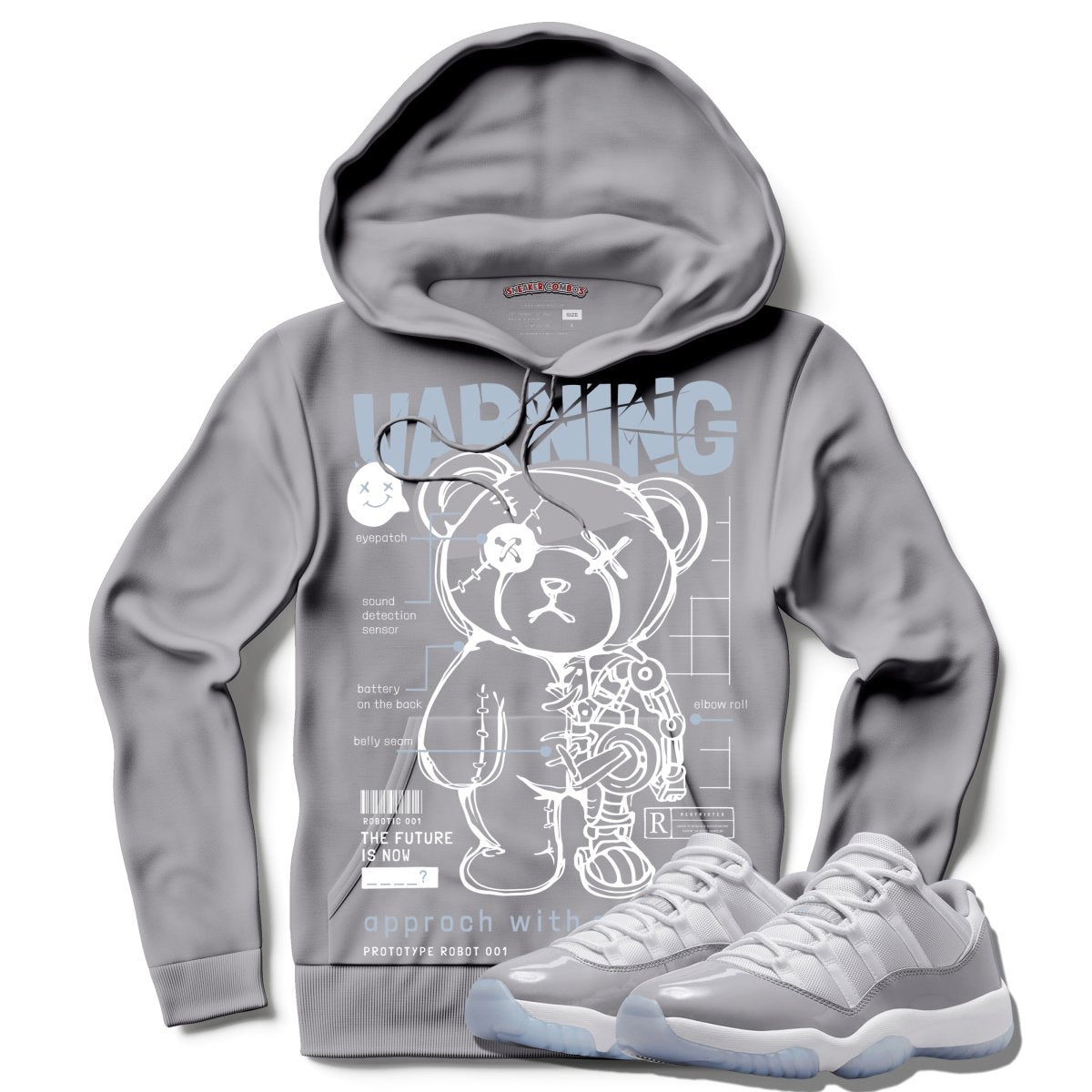 Approach With Caution (Air Jordan 11 Cement Grey) Hoodie - Lucid Soles