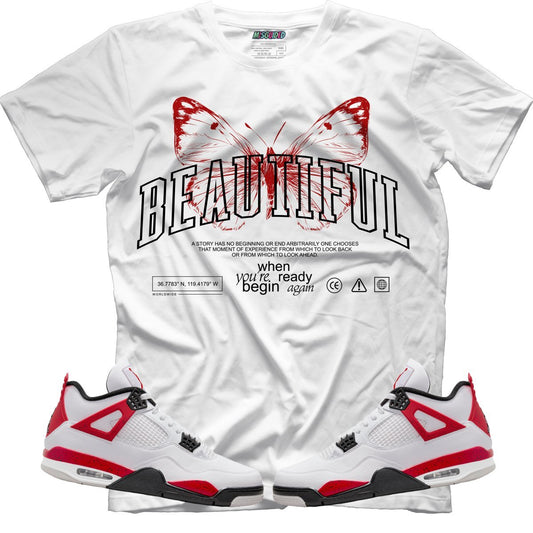 Beautiful (Air Jordan 4 Red Cement) T-Shirt - Lucid Soles