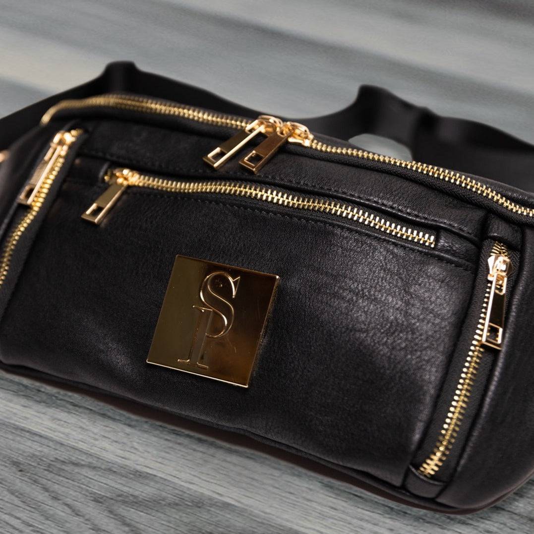 Black Leather Sling Bag - Lucid Soles