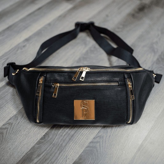 Black Leather Sling Bag - Lucid Soles
