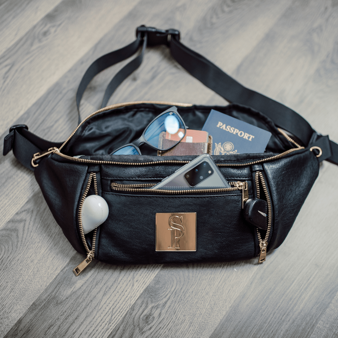 Black Leather Sling Bag - Lucid Soles