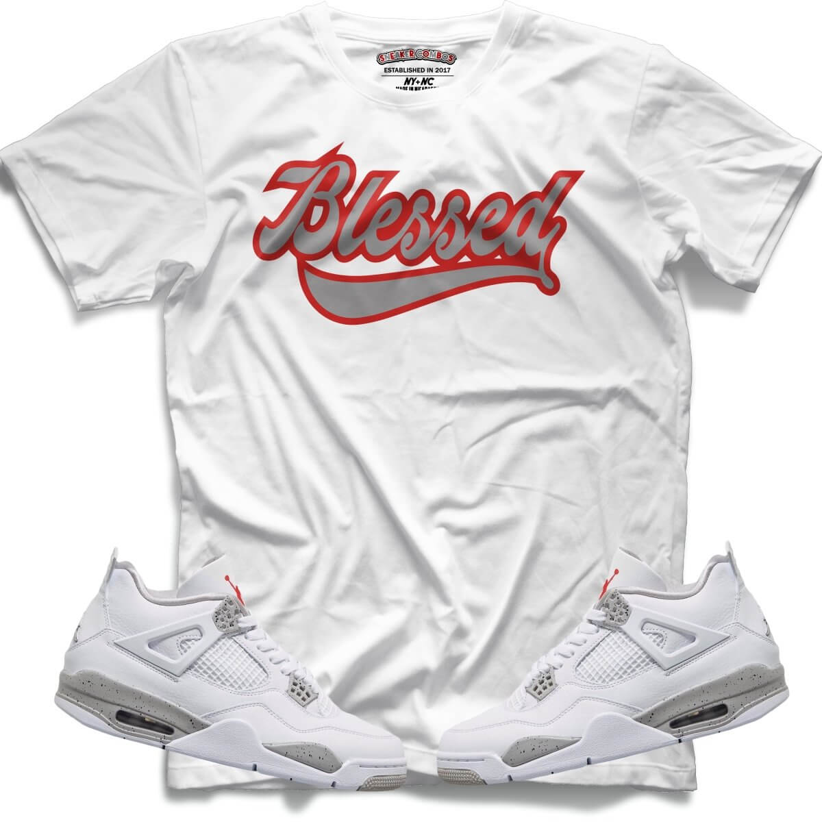 Blessed (Retro 4 White Oreo) T-Shirt - Lucid Soles