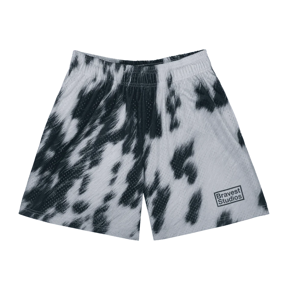 Bravest Studios Cow Print Shorts Black