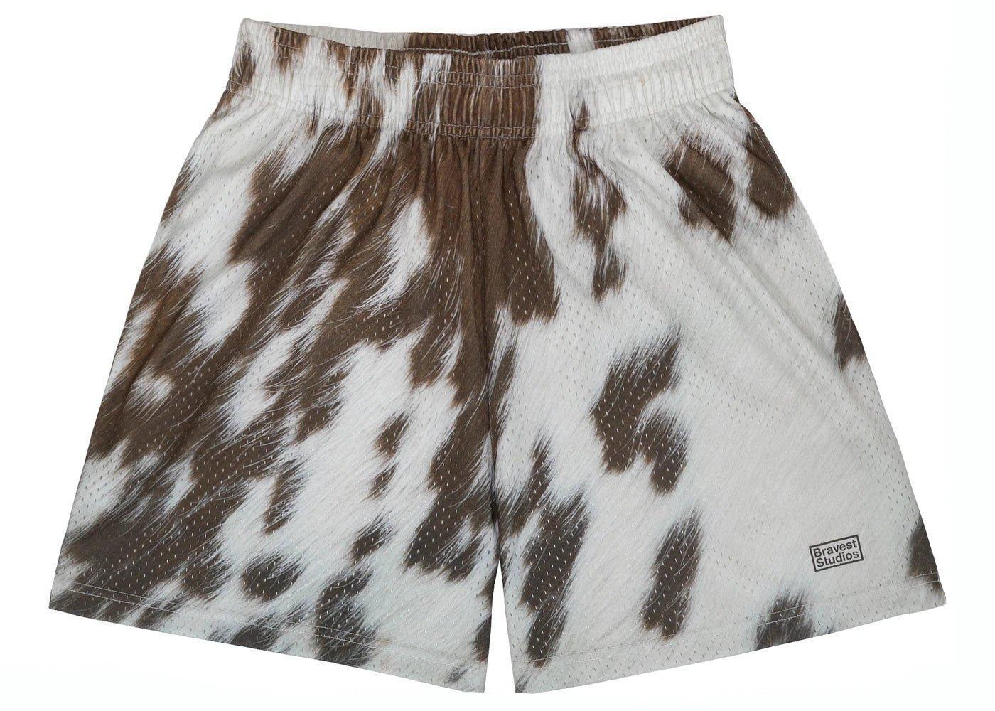 Bravest Studios Cow Print Shorts Brown
