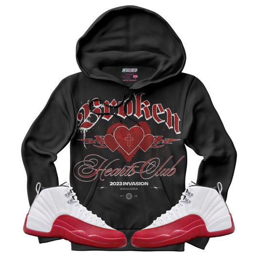 Broken Hearts Club (Air Jordan 12 Cherry) Hoodie - Lucid Soles