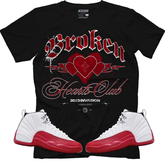 Broken Hearts Club (Air Jordan 12 Cherry) T-Shirt - Lucid Soles