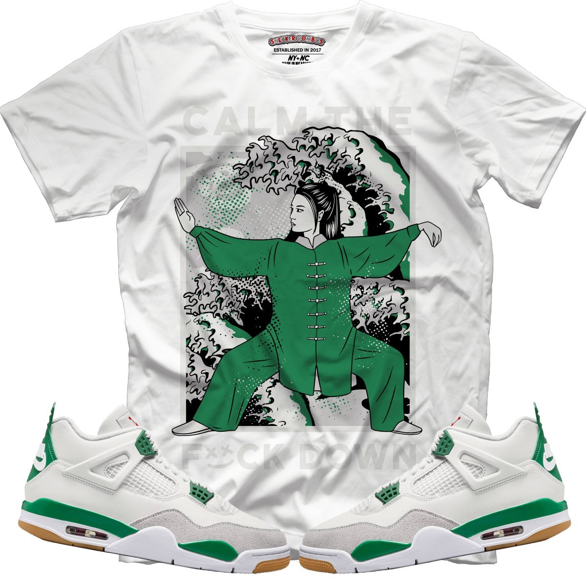 Calm TF Down (NIKE SB X AIR JORDAN 4 PINE GREEN) T-Shirt - Lucid Soles