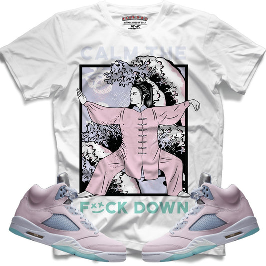 Calm TF Down (Retro 5 Easter/Regal) T-Shirt - Lucid Soles