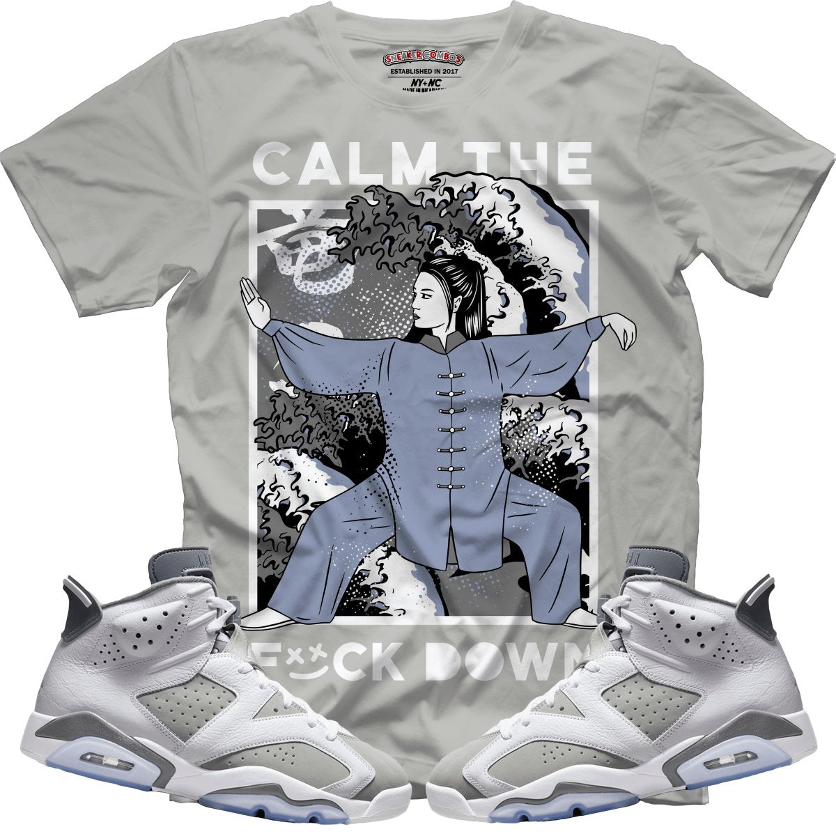 Calm TF Down (Retro 6 Cool Grey) T-Shirt - Lucid Soles