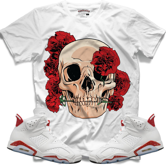 Carnation Skull (Retro 6 Red Oreo) T-Shirt - Lucid Soles