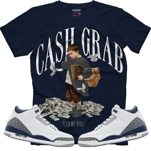 Cash Grab (Air Jordan 3 White Navy) T-Shirt - Lucid Soles