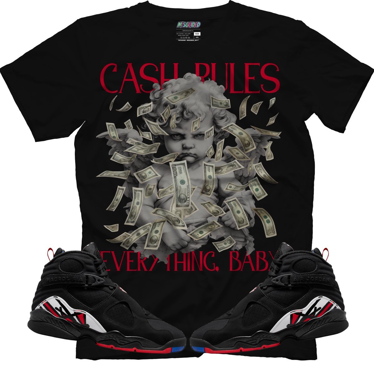 Cash Rules (Air Jordan 8 Playoff) T-Shirt - Lucid Soles