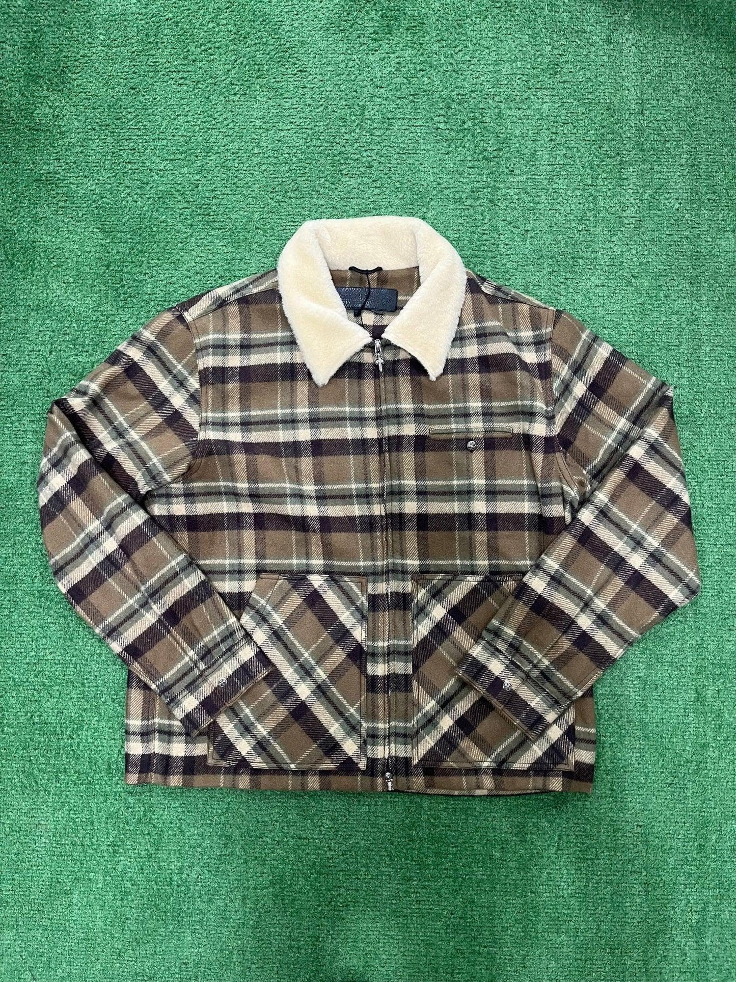 Chrome Hearts Black Sheep Plaid Fleece Jacket - Lucid Soles