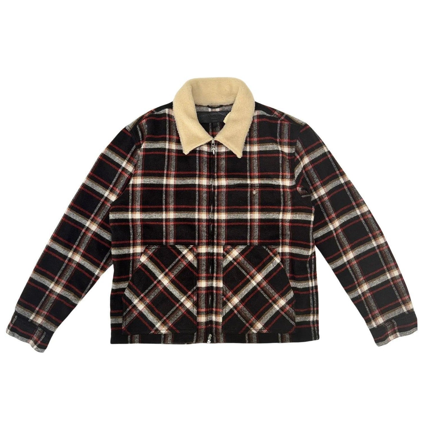 Chrome Hearts Black Sheep Plaid Fleece Jacket - Lucid Soles