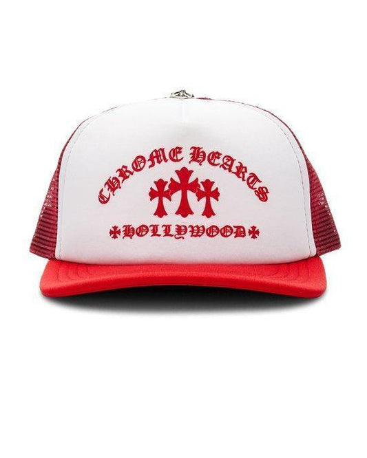 Chrome Hearts King Taco Cross Trucker Hat Red - Lucid Soles