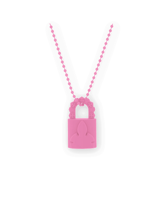 Chrome Hearts Silichrome Padlock Fleurknee Necklace Pink - Lucid Soles