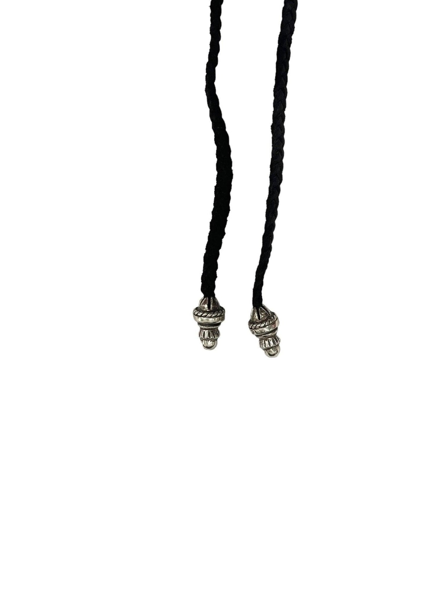 Chrome Hearts Silver Cross Pendant w/ Black Rope Chain - Lucid Soles