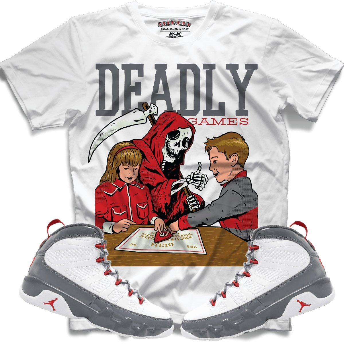 Deadly Games (Retro 9 Fire Red) T-Shirt - Lucid Soles