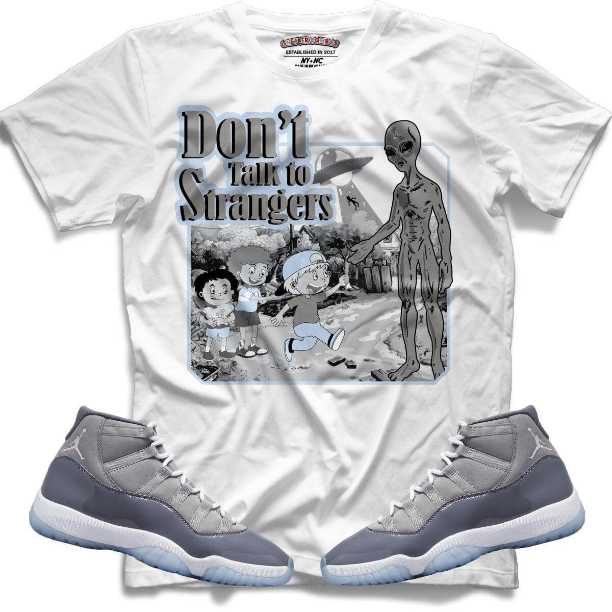 Don't Talk To Strangers (Retro 11 Cool Grey) T-shirt - Lucid Soles