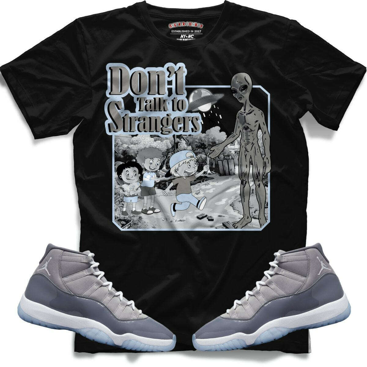 Don't Talk To Strangers (Retro 11 Cool Grey) T-shirt - Lucid Soles