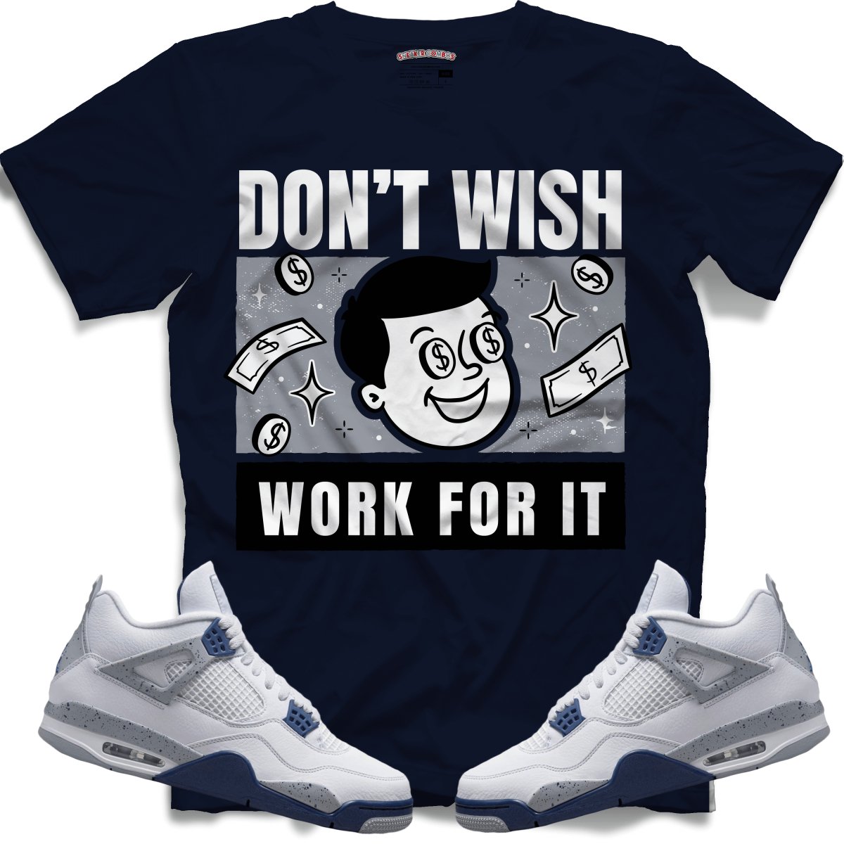 Don't Wish (Retro 4 Midnight Navy) T-Shirt - Lucid Soles