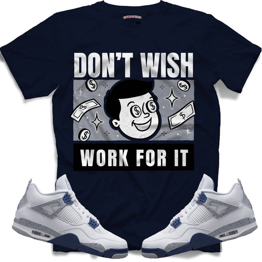 Don't Wish (Retro 4 Midnight Navy) T-Shirt - Lucid Soles