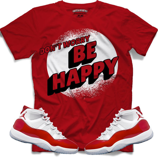 Don't Worry Be Happy (Retro 11 Cherry) T-Shirt - Lucid Soles