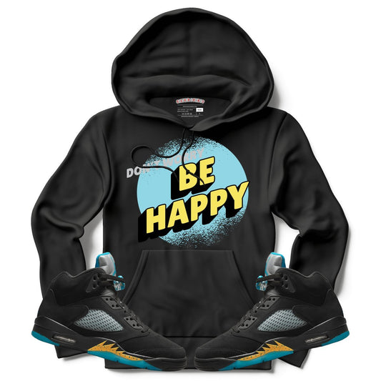 Don't Worry Be Happy (Retro 5 Aqua) Hoodie - Lucid Soles