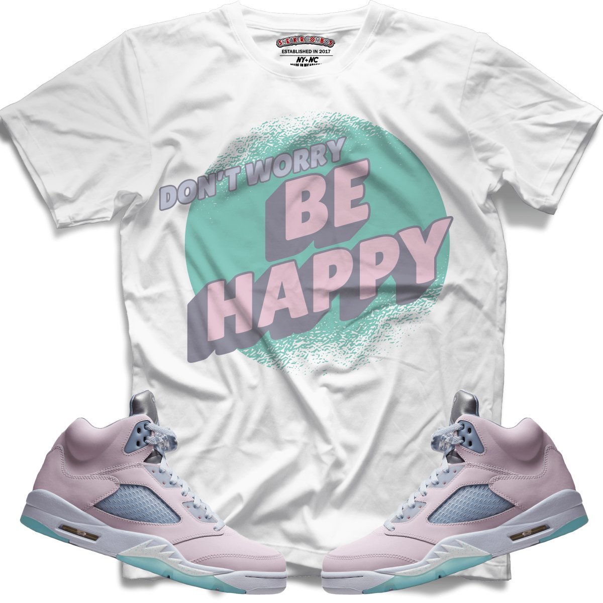 Don't Worry Be Happy (Retro 5 Easter/Regal) T-Shirt - Lucid Soles