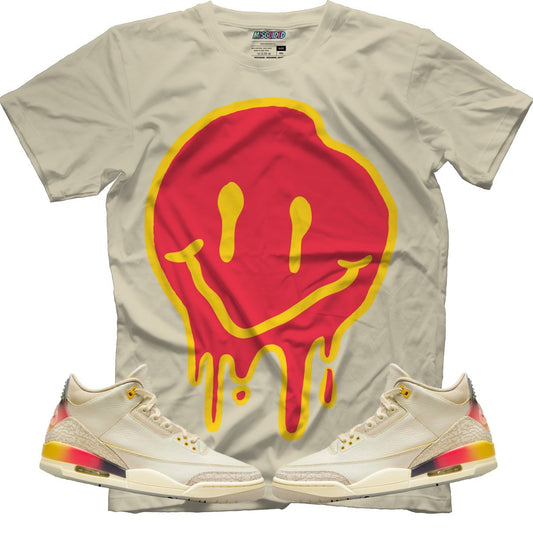Drippy Smiley (Air Jordan 3 J Balvin Medellín Sunset) T-Shirt - Lucid Soles