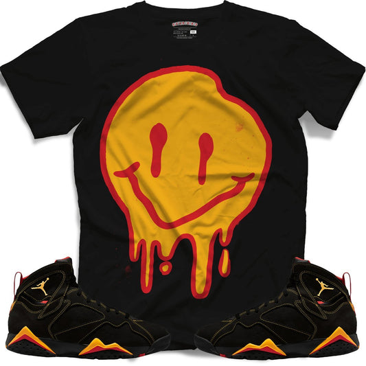 Drippy Smiley Face (Retro 7 Citrus) T-Shirt - Lucid Soles