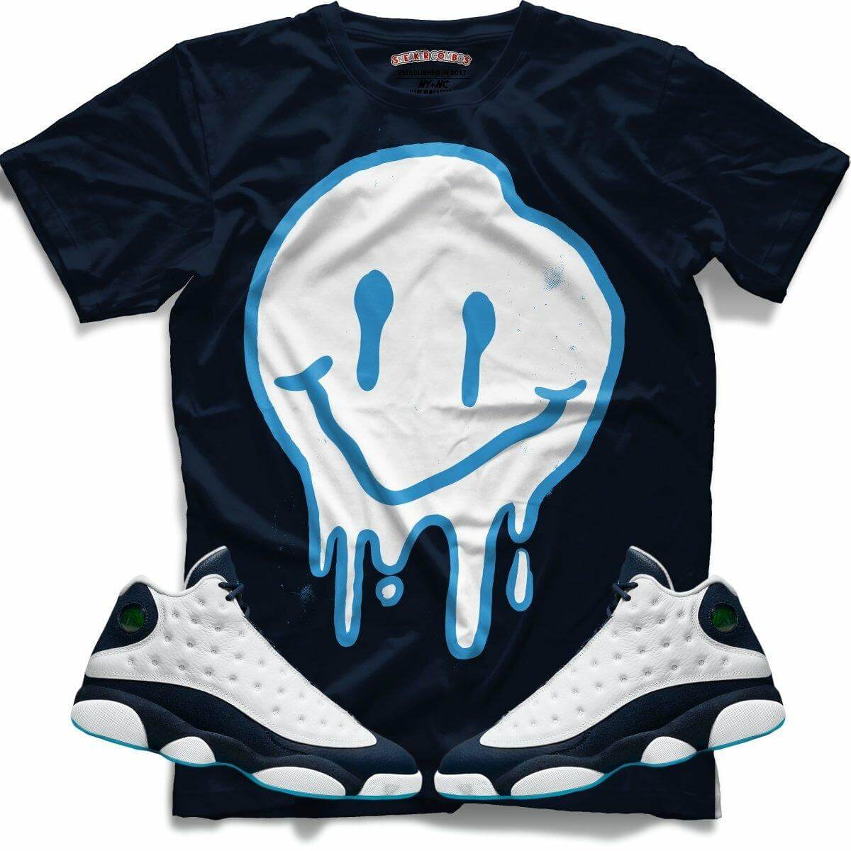 Drippy Smiley (Retro 13 Obsidian) T-Shirt - Lucid Soles