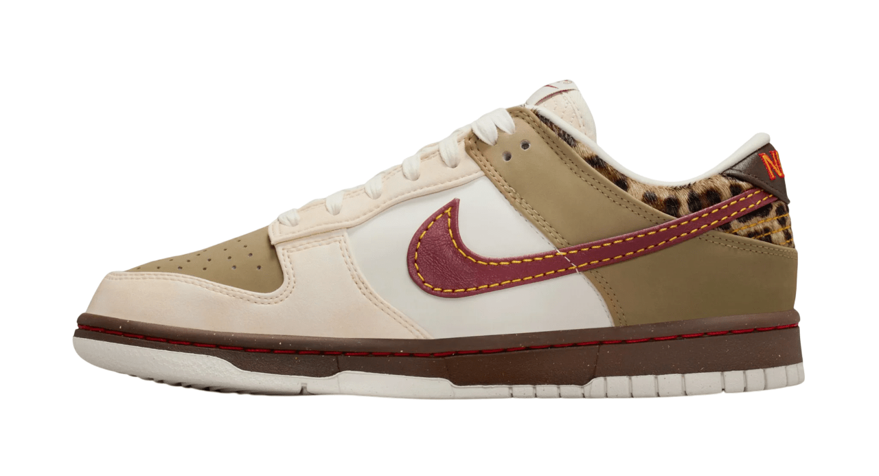 NIKE DUNK LOW RETRO "KHAKI TEAM RED PEARL WHITE LEOPARD" (WOMEN) - Lucid Soles