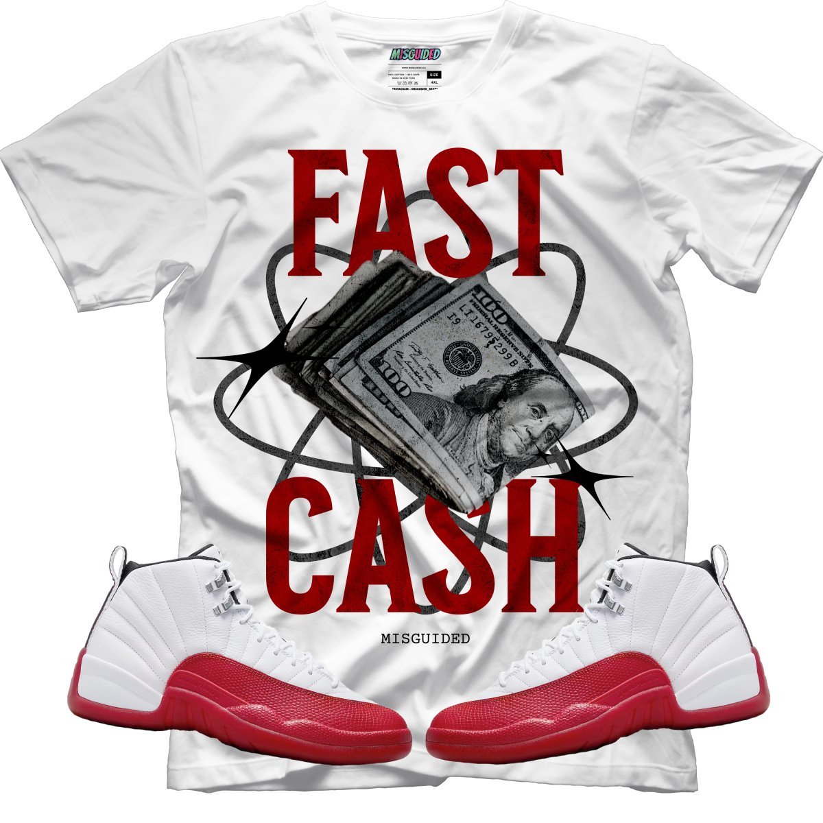 Fast Cash (Air Jordan 12 Cherry) T-Shirt - Lucid Soles