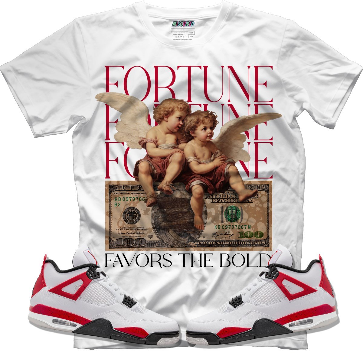 Fortune Favors The Bold (Air Jordan 4 Red Cement) T-Shirt - Lucid Soles