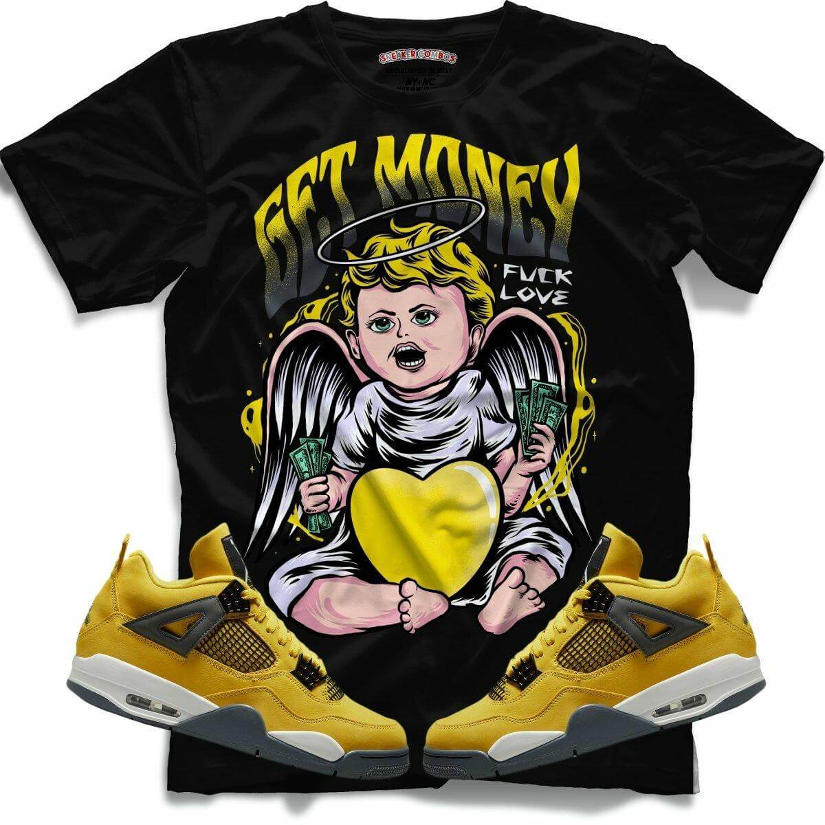 Get Money Fuck Love (Retro 4 Lightning) T-Shirt - Lucid Soles