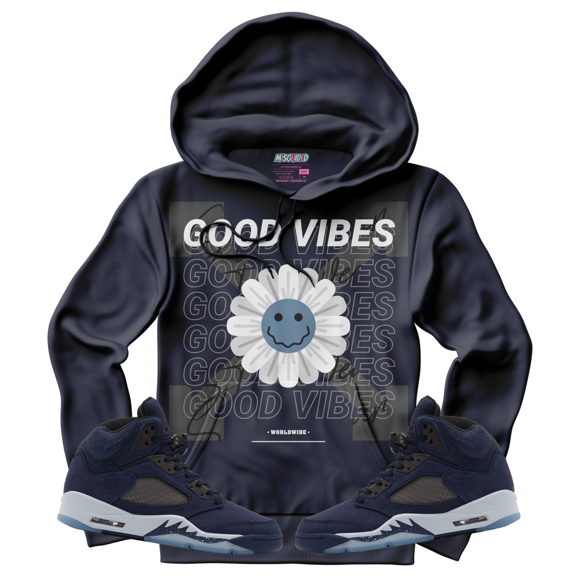 Good Vibes (Air Jordan 5 Midnight Navy) Hoodie - Lucid Soles