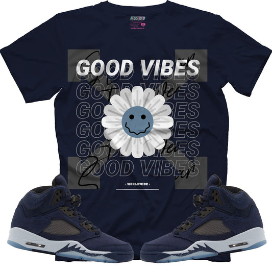 Good Vibes (Air Jordan 5 Midnight Navy) T-Shirt - Lucid Soles