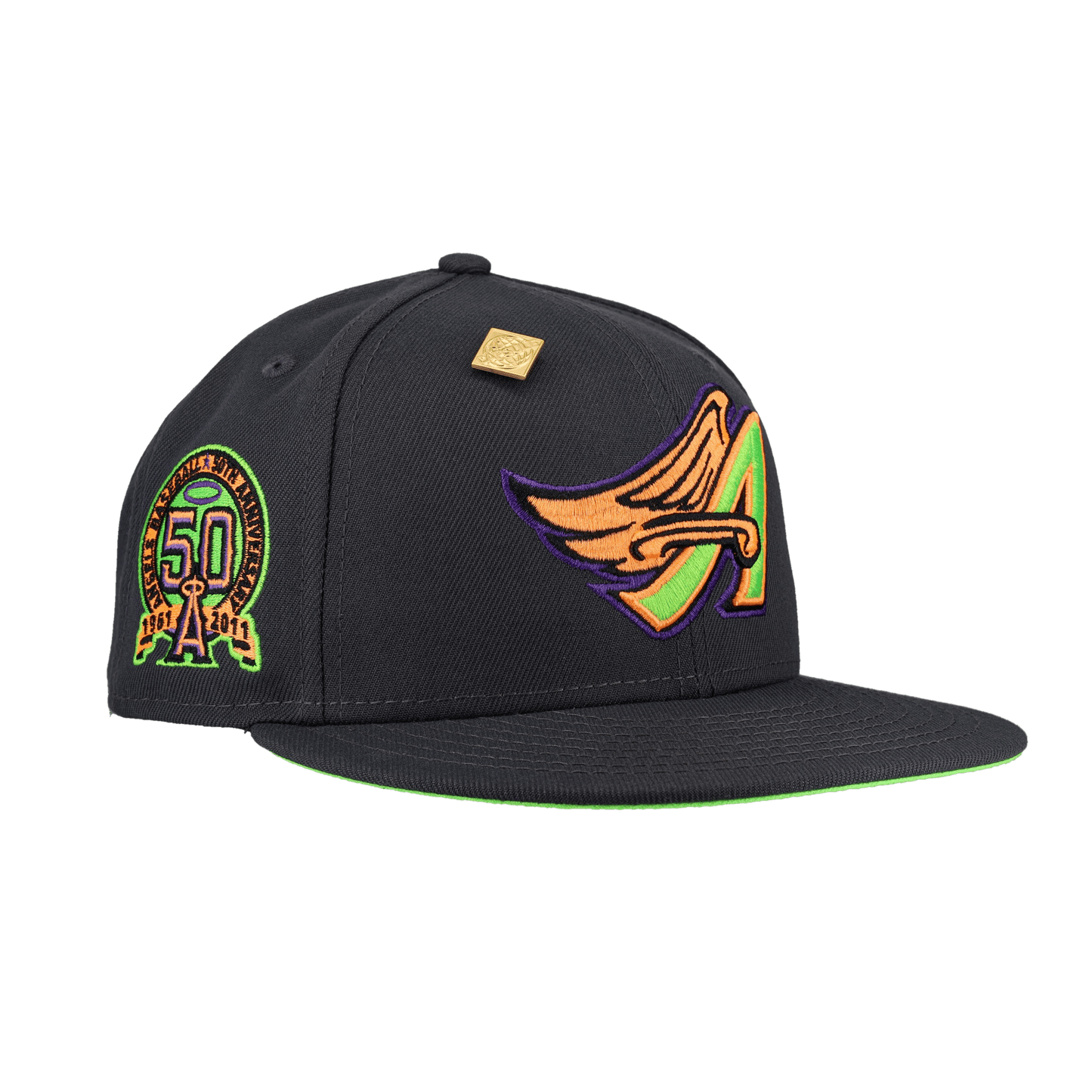 Anaheim Angels 50th Anniversary Patch Grey New Era 59Fifty Fitted Hat - Lucid Soles