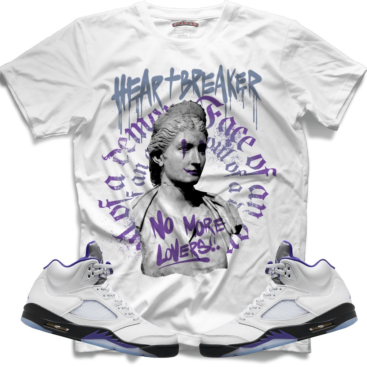 Heart Breaker (Retro 5 Concord) T-Shirt - White - Lucid Soles