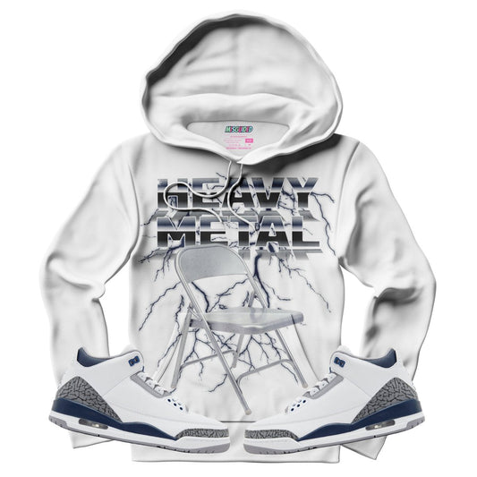 Heavy Metal (Air Jordan 3 White Navy) Hoodie - Lucid Soles
