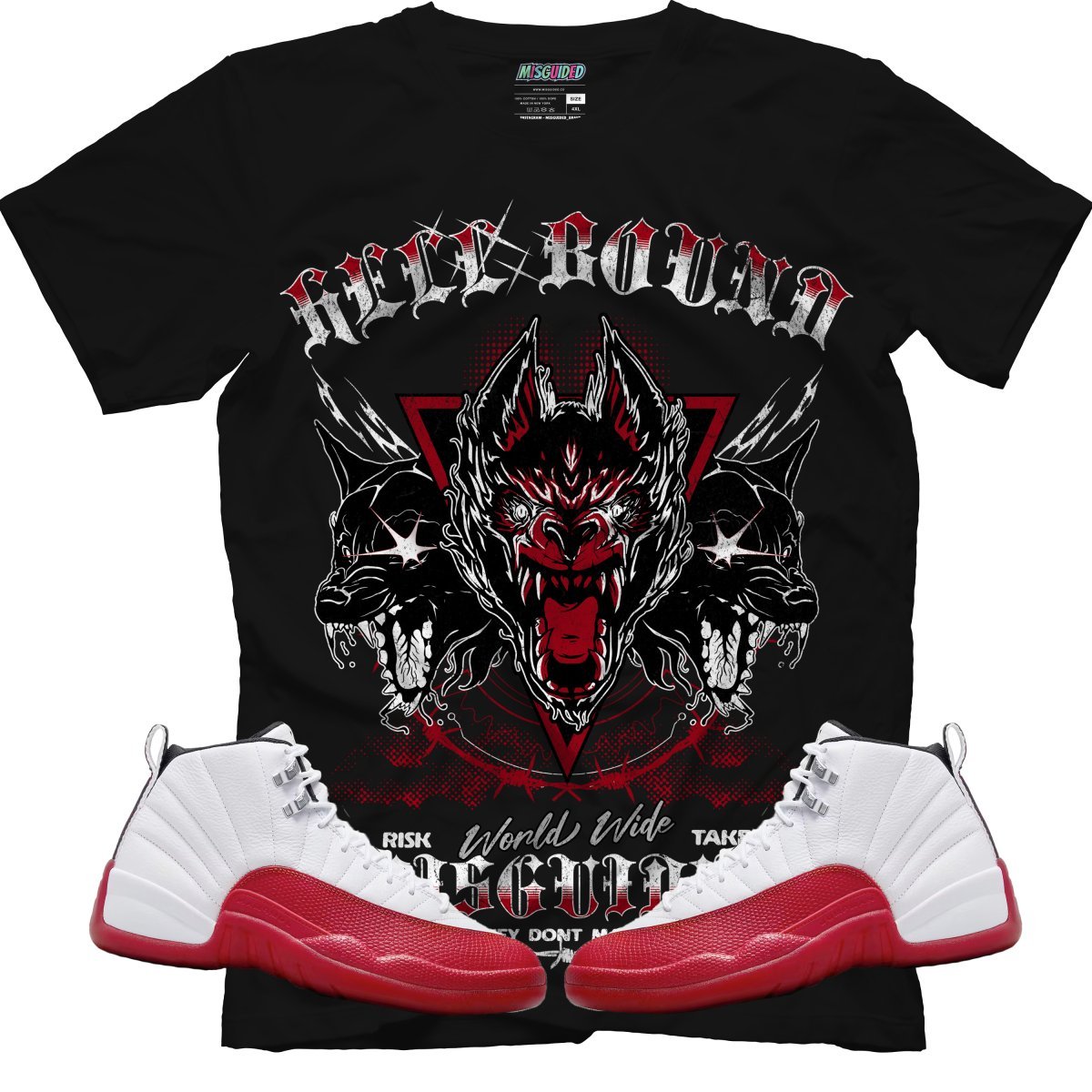 Hell Bound Risk Takers (Air Jordan 12 Cherry) T-Shirt - Lucid Soles