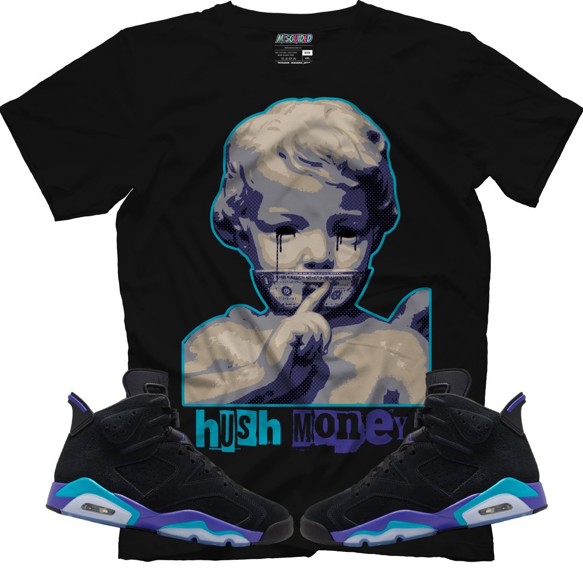 Hush money (Air Jordan 6 Aqua) T-Shirt - Lucid Soles