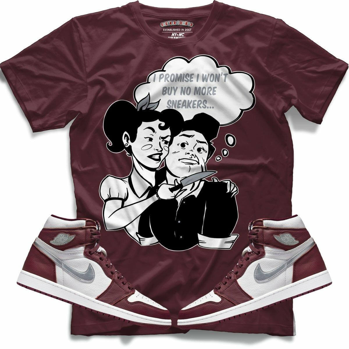 I Promise I Won't Buy No More Sneakers (Retro 1 Bordeaux) T-Shirt - Lucid Soles