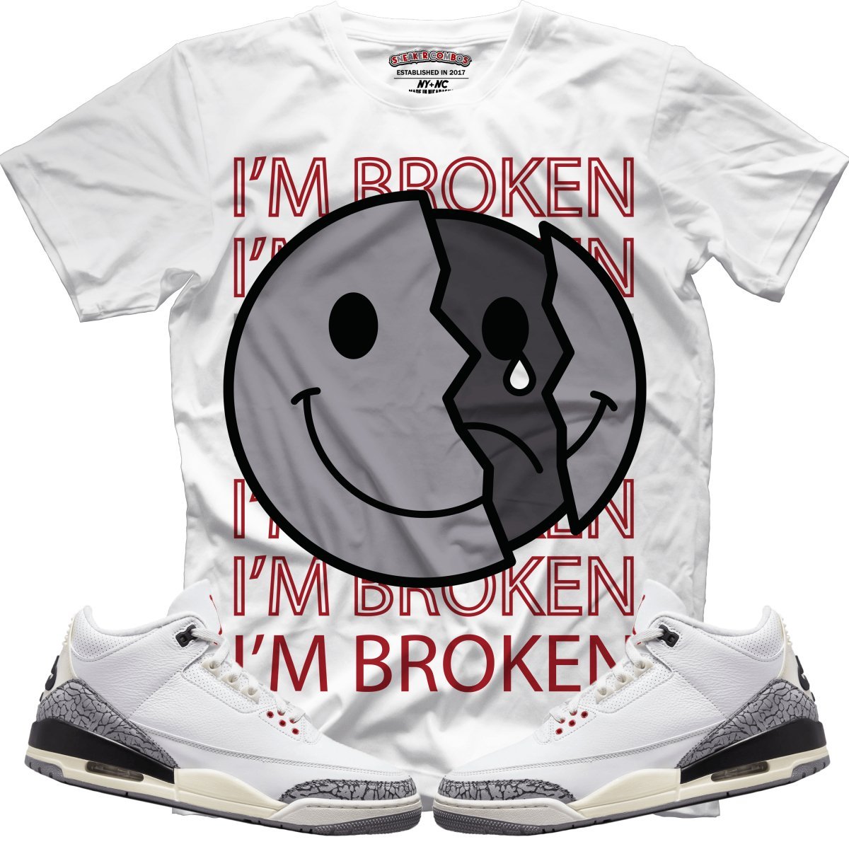 I'm Broken (Retro 3 White Cement) T-Shirt - Lucid Soles
